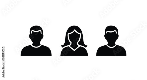 Three anonymous headshots aligned horizontally a minimalist silhouette