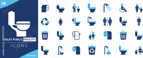 Bathroom and toilet public facility icon set. Bathroom and toilet public facility icon set. Toilet facility icons vector set with restroom bathroom and accessibility symbols isolated modern vector