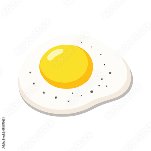 Minimal Fried Egg Vector Illustration, Clean Flat Breakfast Food Design, Simple Cooking Ingredient Graphic, Modern Kitchen Food Icon, Isolated Egg Element