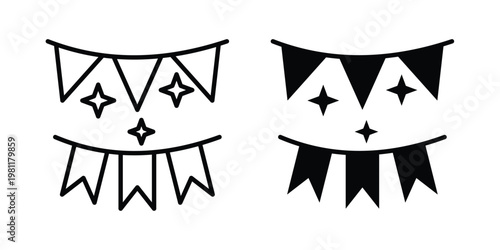 Party flag icon clip art collection. Editable stroke icons
