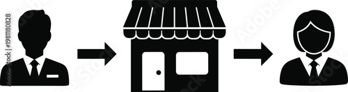 Transformation process icon illustrating personal growth and change with a silhouette design