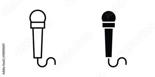 Press Microphone icon clip art collection. Editable stroke icons