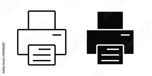 Printer icon clip art collection. Editable stroke icons