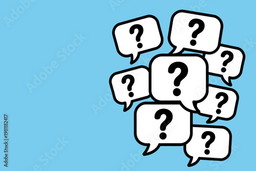 Collection of question mark speech bubbles graphic design illustration
