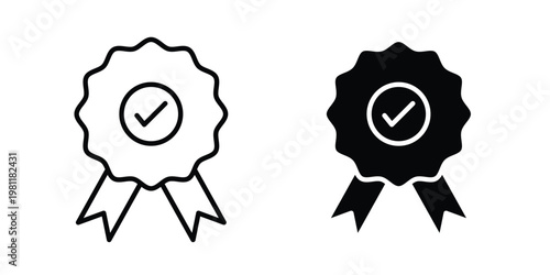 Quality certified badge icon clip art collection. Editable stroke icons
