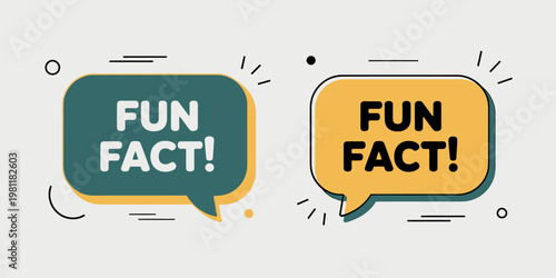 Two colorful speech bubbles with fun fact text design elements