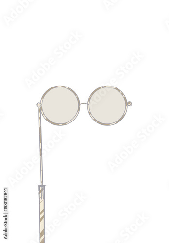Εκτύπωση καμβά A stylish pair of round vintage-inspired lorgnette sunglasses isolated on a clean white background