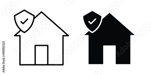 Safe home icon clip art collection. Editable stroke icons