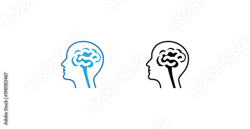 A simple illustration of two human heads with brains visible