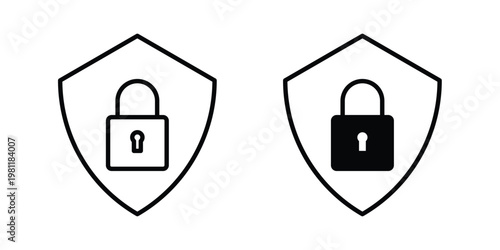 secure shield icon clip art collection. Editable stroke icons