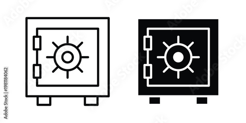 Secure vault icon clip art collection. Editable stroke icons