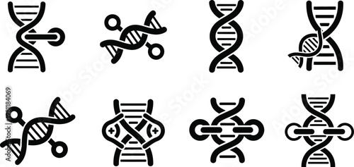 DNA connectivity icons illustrating biotechnology and medical research
