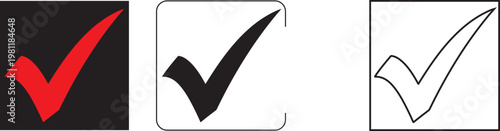 Check mark icons in different styles and colors for approval and confirmation