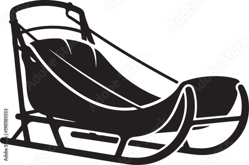 Sled, Winter Sports, Black Sled Icon, Vector Sled Illustration, Snow Sled