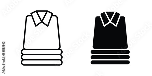Stack of folded shirts icon clip art collection. Editable stroke icons