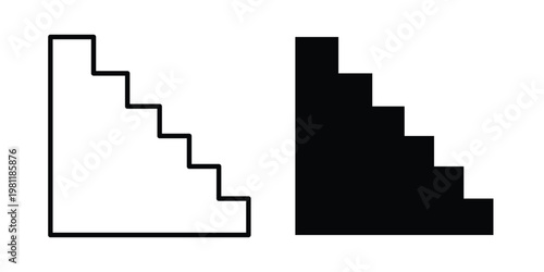 Stairs icon clip art collection. Editable stroke icons