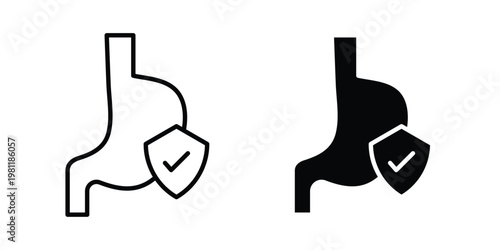 Stomach protection icon clip art collection. Editable stroke icons
