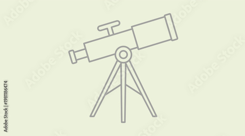 Vector illustration of a simple telescope on a tripod stand for astronomy and stargazing