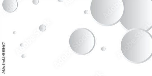 Dynamic white background circle shape design, layered circles background, floating layered circles with depth and motion effect, background design