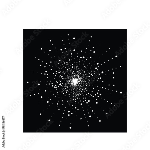Abstract explosion of white light particles on a black background, representing energy or stardust.