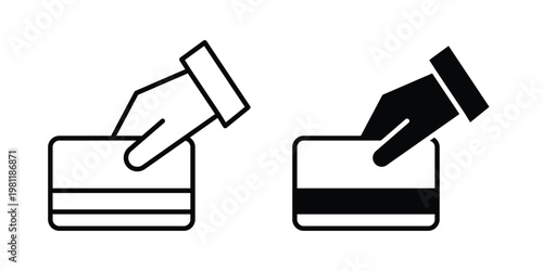 Swipe card icon clip art collection. Editable stroke icons