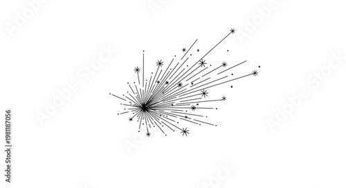 Abstract Starburst Explosion - Geometric Radial Burst of Light and Stars