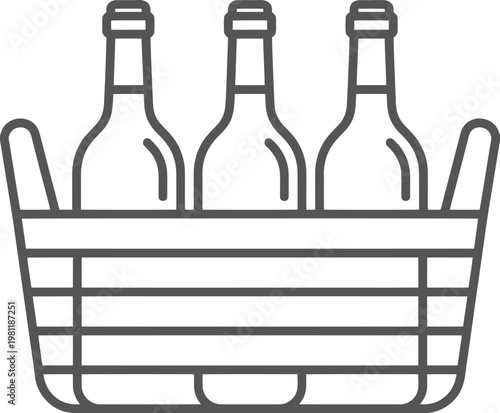 Vector graphic illustration of a wire basket containing three bottles
