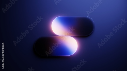 Two rounded glass plates with colorful glowing gradients in harmonic composition