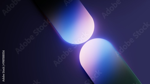 Two rounded glass shapes with colorful glowing gradients in harmony