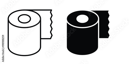 Toilet paper roll icon clip art collection. Editable stroke icons