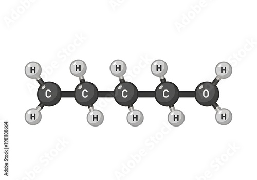 Molecular structure of butanol molecule