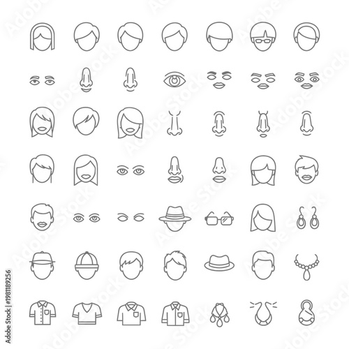 Human face elements and accessories avatar