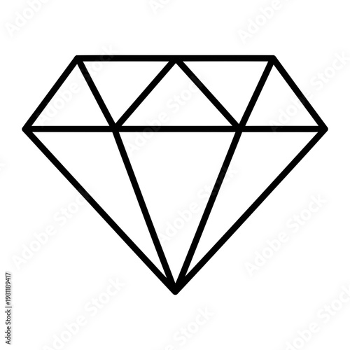 Simple outline diamond gemstone icon illustration
