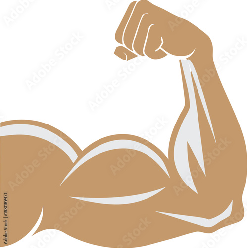 Power Muscle Arm Vector Illustration – Flexing Bicep Fitness Logo for Strength and Gym Branding