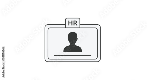 Employee identification badge prominently displaying "HR" and a human silhouette, symbolizing human resources department and personnel management.
