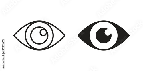 Eye icon for mobile application, button and website design.