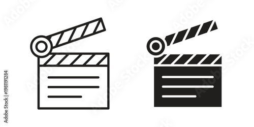 Film clapperboard icon for mobile application, button and website design.