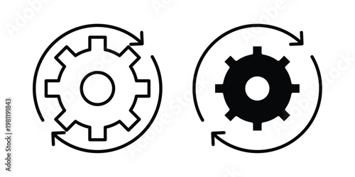 Workflow process icon clip art collection. Editable stroke icons