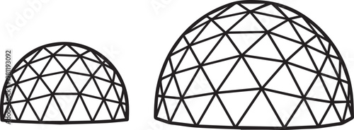 geodesic dome structures geometric triangular architecture and engineering design vector