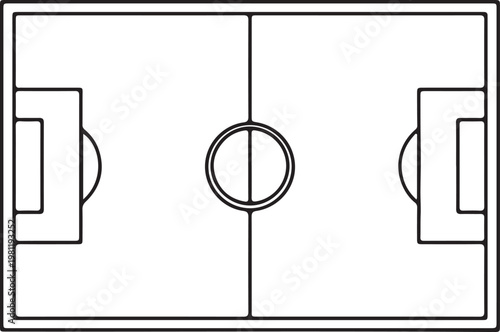 Outline of a soccer field with markings and goals football illustration markings boundary midfield competition athletic recreation activity outdoors training championship