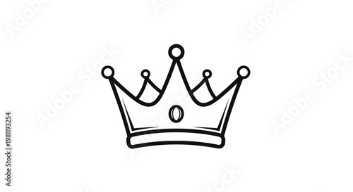 Detailed black outline crown icon, symbolizing royalty, leadership, premium quality, authority, and ultimate success or achievement.