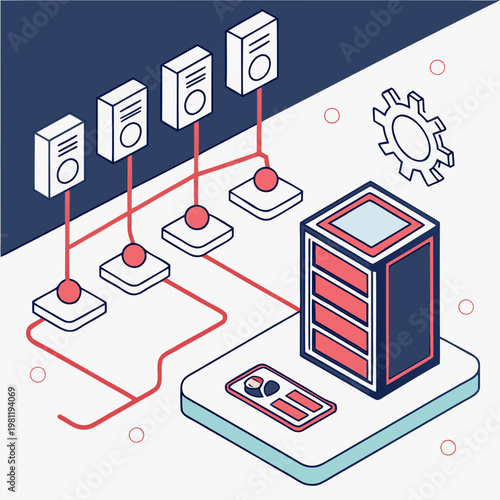 A server with multiple devices connected to it