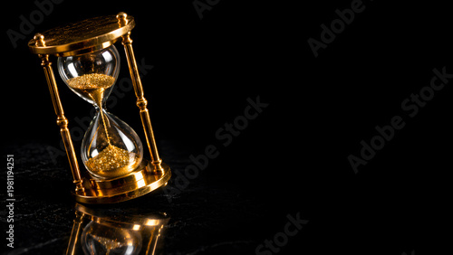 Luxury polished aged gold and dark reflective studio strategic pause concept, financial stability, business hiatus and market reflection background with large copy space