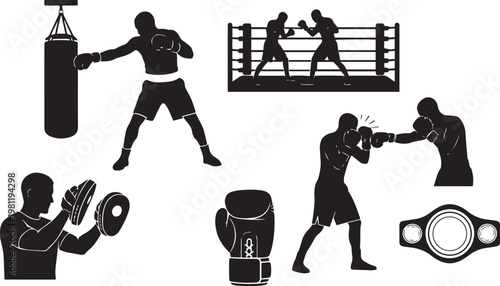 Boxing Silhouettes – Training, Sparring, and Championship Icons