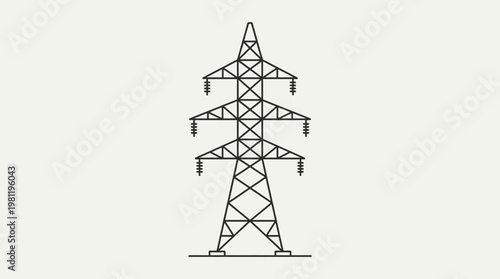 A minimalist line icon of an electrical transmission tower (power line tower).