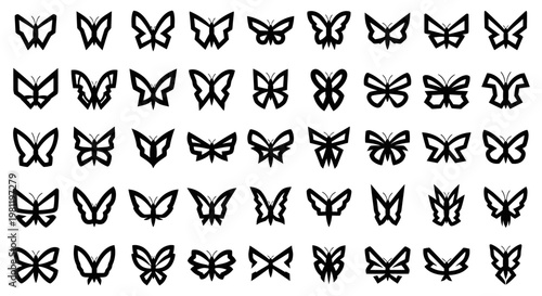 Collection of various butterfly silhouettes.