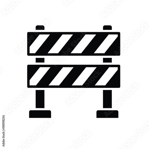 A black and white illustration depicts two barricades stacked atop each other symbolizing obstruction or construction high quality professional