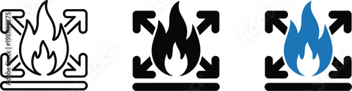 Fireproof fire resistant material icon fire protection symbol heat resistant shield flame safety and burn prevention concept design