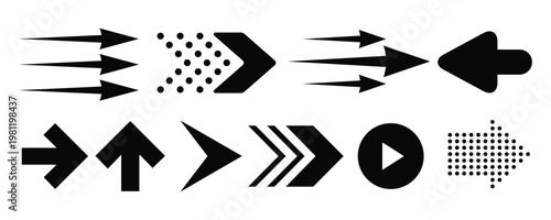 Arrow icon set. Large Black arrow icon vector set.  Navigation Direction Symbols, Right Arrow Direction Icon.