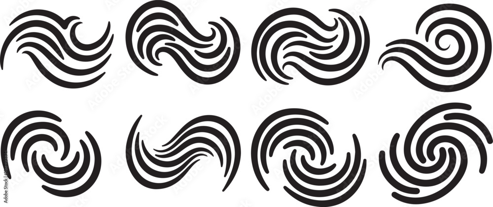 Fototapeta premium Abstract black and white spiral patterns on a clean white background Vector